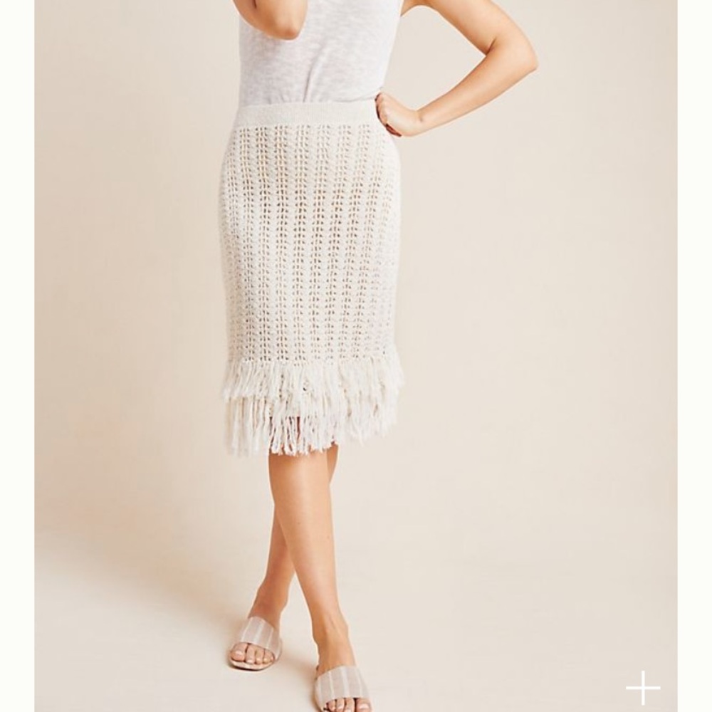 Maeve by Anthropologie Cream Crochet skirt